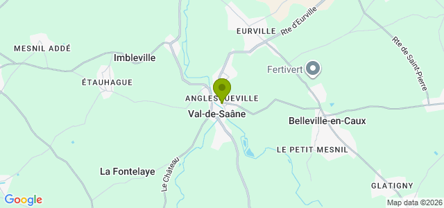 Carte de localisation de la randonnée Vallée de la Saâne jusqu'au château d'Imbleville au départ de Val-de-Saâne