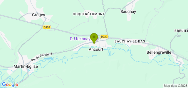 Carte de localisation de la randonnée Sur les coteaux de l'Eaulne, près de Dieppe au départ de Ancourt ouest