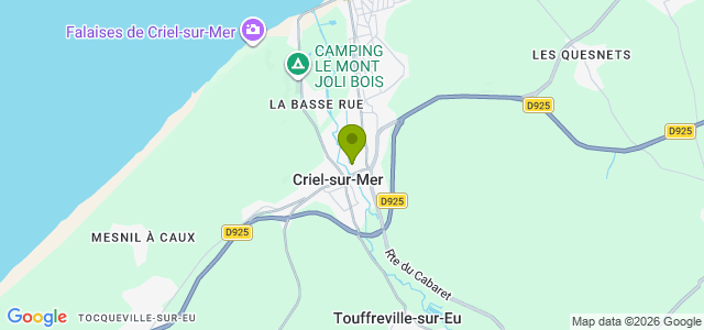 Carte de localisation de la randonnée Des falaises de Criel jusqu'au viaduc de Touffreville au départ de Criel-sur-Mer