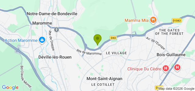 Carte de localisation de la randonnée Belle boucle en Forêt Verte au nord de Rouen. au départ de Mont-Saint-Aignan nord