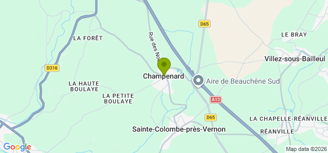 Carte de localisation de la randonnée Coteaux de l'Eure au départ de Champenard