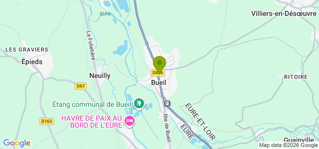 Carte de localisation de la randonnée Les berges de l'Eure près de Pacy-sur-Eure au départ de Bueil