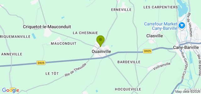 Carte de localisation de la randonnée Boucle jusqu\'à Cany-Barville. au départ de Ouainville