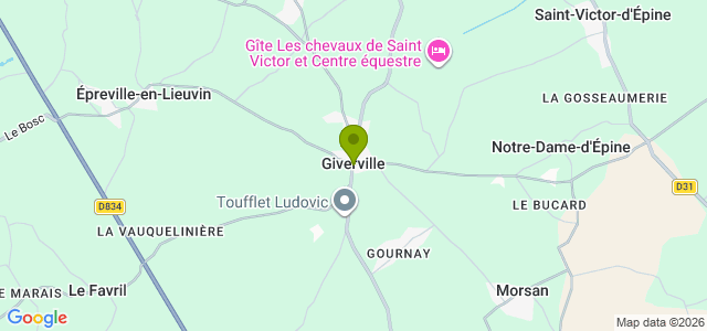 Carte de localisation de la randonnée Circuit des lavoirs aux portes du Pays d'Auge. au départ de Giverville