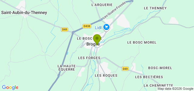 Carte de localisation de la randonnée de la Charentonne au bois de Broglie au départ de Broglie