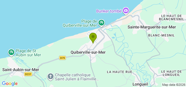 Carte de localisation de la randonnée De la plage de Quiberville à Ouville-la-Rivière au départ de Quiberville