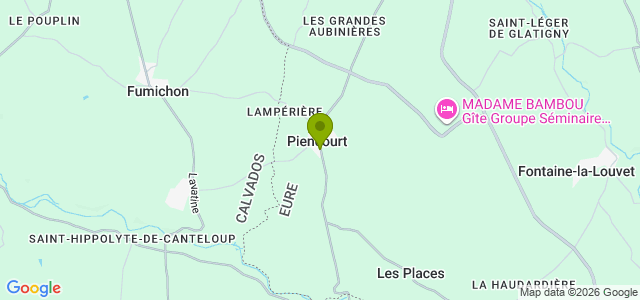 Carte de localisation de la randonnée Pays d\'Auge et du Lieuvin au départ de Piencourt