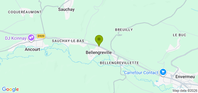 Carte de localisation de la randonnée Coteau et vallée de l'Eaulne près de Dieppe au départ de Bellengreville