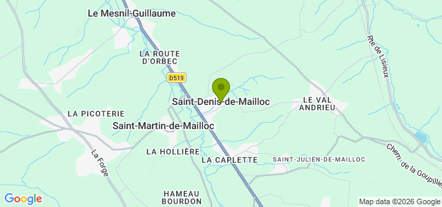 Carte de localisation de la randonnée Les 2 rives de l'Orbiquet au départ de St-Denis-de-Mailloc