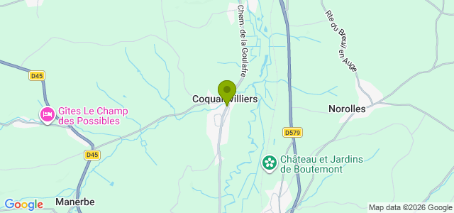 Carte de localisation de la randonnée des chemins très variés au départ de Coquainvilliers