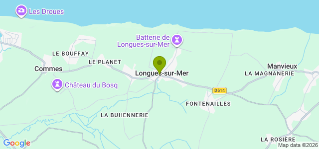 Carte de localisation de la randonnée Les canons et casemates de la Batterie de Longues-sur-Mer au départ de Longues-sur-Mer