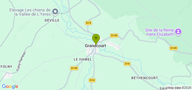 Carte de localisation de la randonnée vallée d'Yères et forêt au départ de Grandcourt