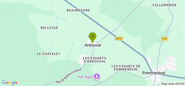 Carte de localisation de la randonnée forêt et site de V1 au départ de Ardouval