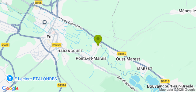 Carte de localisation de la randonnée Panoramas de la Bresle Maritime au départ de Ponts-et-Marais