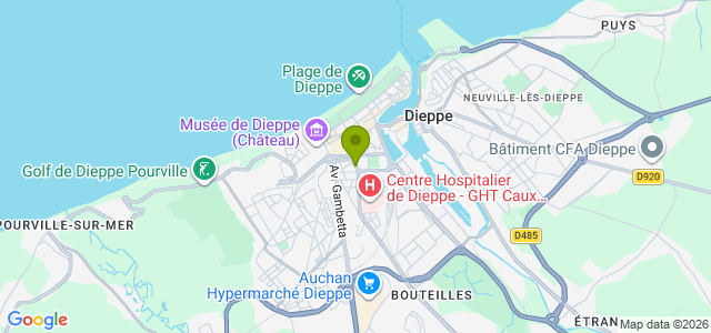 Carte de localisation de la randonnée paysages et patrimoine au départ de Dieppe