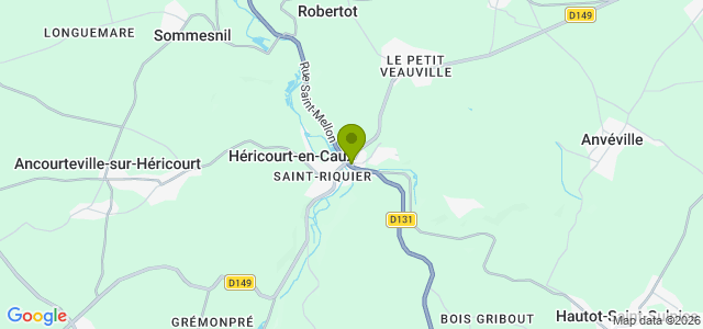 Carte de localisation de la randonnée Paysages et patrimoine de la vallée de la Durdent en Pays-de-Caux au départ de Héricourt-en-Caux