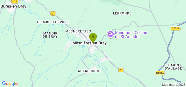 Carte de localisation de la randonnée Les coteaux de la Béthune au départ de Mesnières-en-Bray