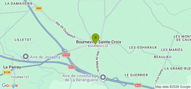 Carte de localisation de la randonnée Entre bocage et forêt de Brotonne en Pays de Risle Estuaire au départ de Bourneville-Sainte-Croix