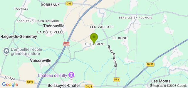 Carte de localisation de la randonnée Le circuit des Chevaliers : bois et champs en pays du Roumois au départ de Theillement
