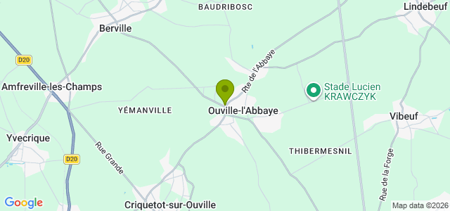 Carte de localisation de la randonnée A travers les terres de l'abbaye au départ de Ouville l'Abbaye