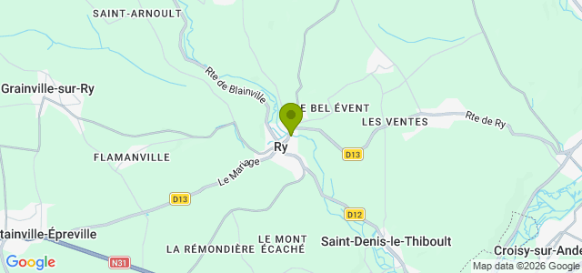 Carte de localisation de la randonnée Au pays d'Emma Bovary au départ de Ry
