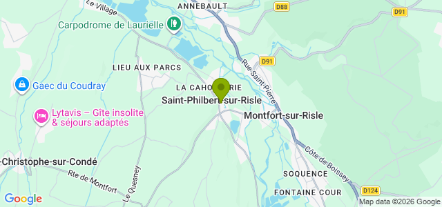 Carte de localisation de la randonnée Boucle sur le coteau ouest de la Risle au départ de St-Philbert-sur-Risle