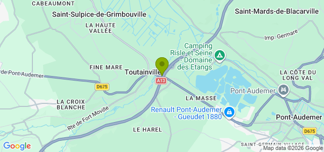 Carte de localisation de la randonnée Les étangs de Pont-Audemer au départ de Toutainville