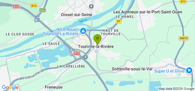 Carte de localisation de la randonnée Boucle Tourville - Igoville - Freneuse au départ de Tourville-la-Rivière