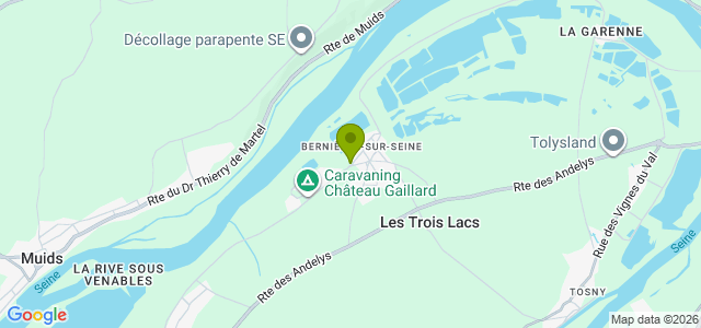 Carte de localisation de la randonnée Bord de Seine et de plan d'eau au départ de Bernières-sur-Seine