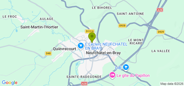 Carte de localisation de la randonnée Paysage du Pays-de-Bray au-dessus et dans la vallée de la Béthune au départ de Neufchâtel-en-Bray