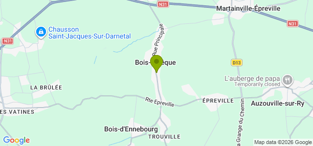 Carte de localisation de la randonnée Les chemins de la plaine de Martainville au départ de Bois-l'Evêque 1