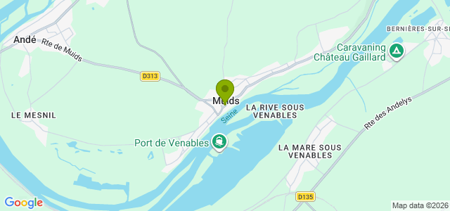 Carte de localisation de la randonnée circuit des coteaux de Notre Dame de Bellegarde au départ de Muids