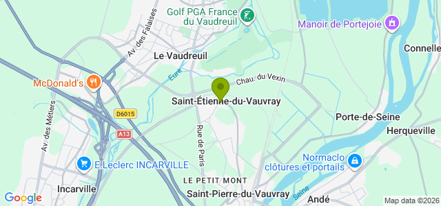 Carte de localisation de la randonnée les bords de Seine et d'Eure au départ de St-Etienne-du-Vauvray