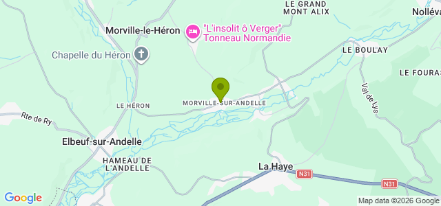 Carte de localisation de la randonnée Collines de l'Andelle et du Héron au départ de Morville-sur-Andelle
