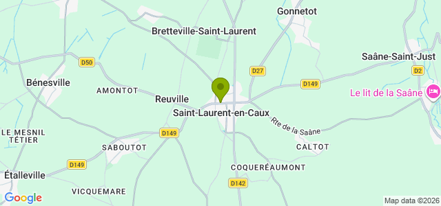 Carte de localisation de la randonnée Plateau de Caux, le pays du Lin et de Bourvil au départ de St-Laurent-en-Caux