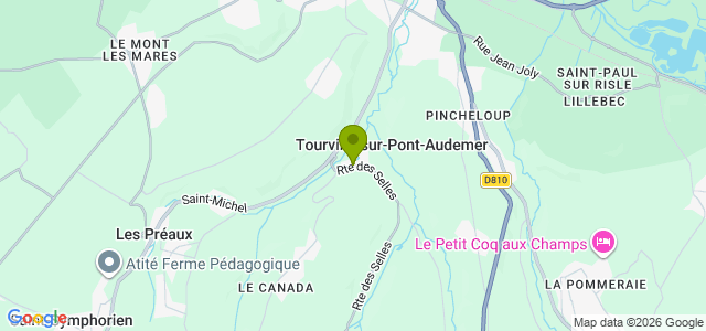 Carte de localisation de la randonnée Collines et rivières au sud de Pont-Audemer au départ de Tourville-sur-Pont-Audemer