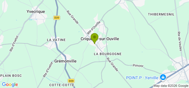 Carte de localisation de la randonnée Réplique de la grotte de Lourdes au départ de Criquetot-sur-Ouville