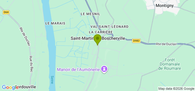 Carte de localisation de la randonnée sur les hauteurs de l'abbaye Saint-Georges au départ de St-Martin-de-Boscherville