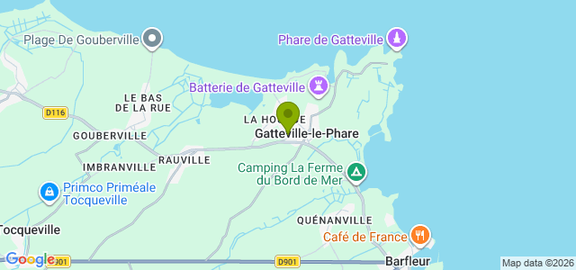 Carte de localisation de la randonnée boucle sur le sentier du littoral jusqu'au phare de Gatteville au départ de Gatteville-le-Phare