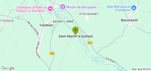 Carte de localisation de la randonnée Sur les coteaux boisés de l'Yères au départ de St-Martin-le-Gaillard