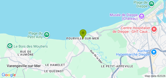 Carte de localisation de la randonnée Randonnée de Pourville à Quiberville par la plage à marée basse et ret au départ de Pourville-sur-Mer