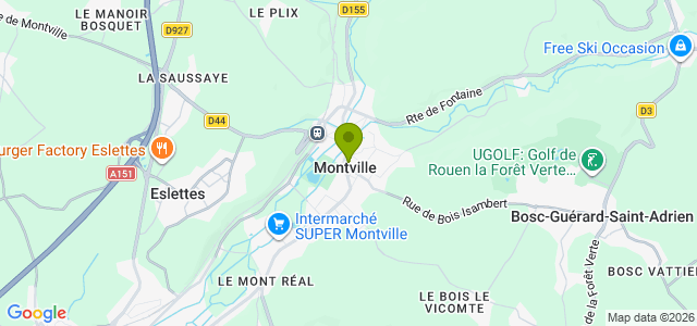 Carte de localisation de la randonnée boucle avec les GR 210 et 25 sur les chemins boisés de Montville au départ de Montville