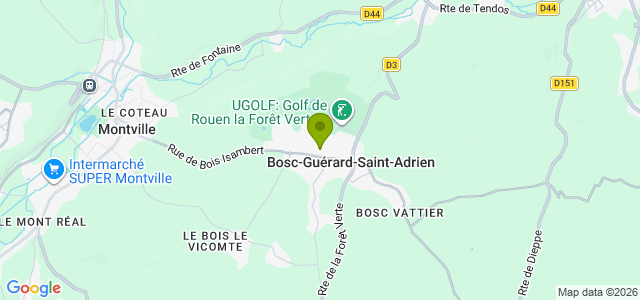 Carte de localisation de la randonnée Bois et vallées du Cailly et de la Clérette au départ de Bosc-Guérard-St-Adrien