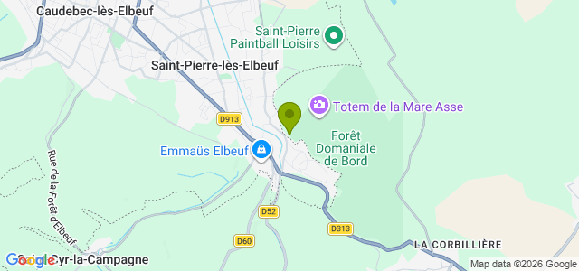 Carte de localisation de la randonnée Boucle en forêt domaniale de Bord-Louviers par l'aire de la Mare Asse au départ de St-Pierre-de-Lierroult