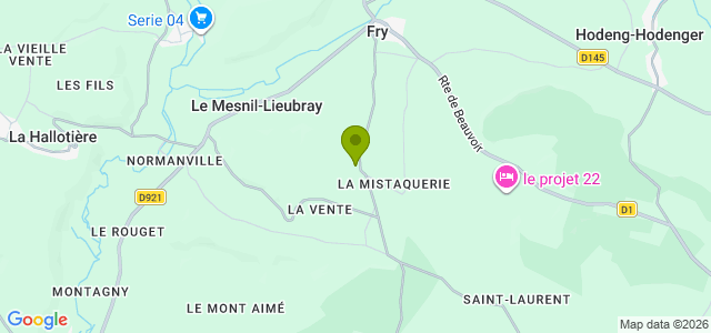 Carte de localisation de la randonnée paysages du Pays-de-Bray au départ de La Mistaquerie