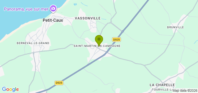Carte de localisation de la randonnée Boucle avec le sentier côtier non loin de Dieppe au départ de St-Martin-en-Campagne