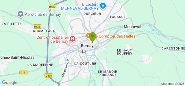 Carte de localisation de la randonnée Le délicieux circuits des Champeaux au départ de Bernay 2