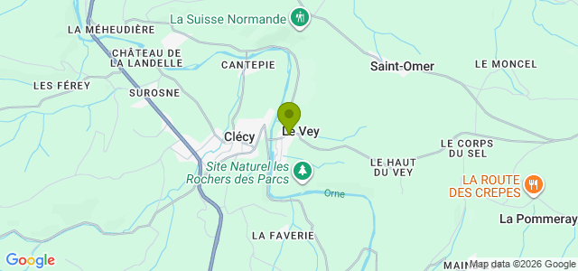 Carte de localisation de la randonnée Petite boucle jusqu'au Pain de Sucre (Rochers de la Houle) au-dessus de l'Orne au départ de Le Vey