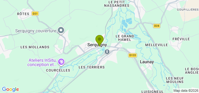 Carte de localisation de la randonnée Les Coteaux boisés de la Charentonne au départ de Serquigny