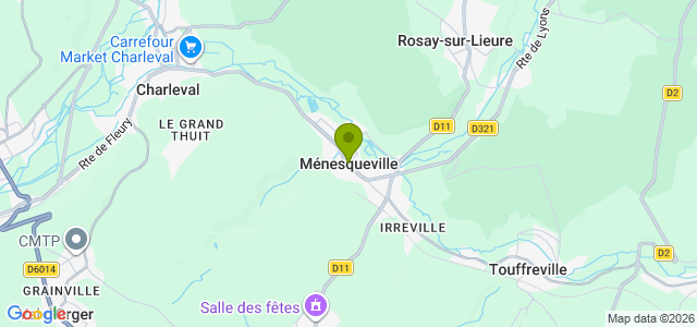 Carte de localisation de la randonnée Collines de la Lieure, du Fouillebroc et forêt de Lyons au départ de Ménesqueville